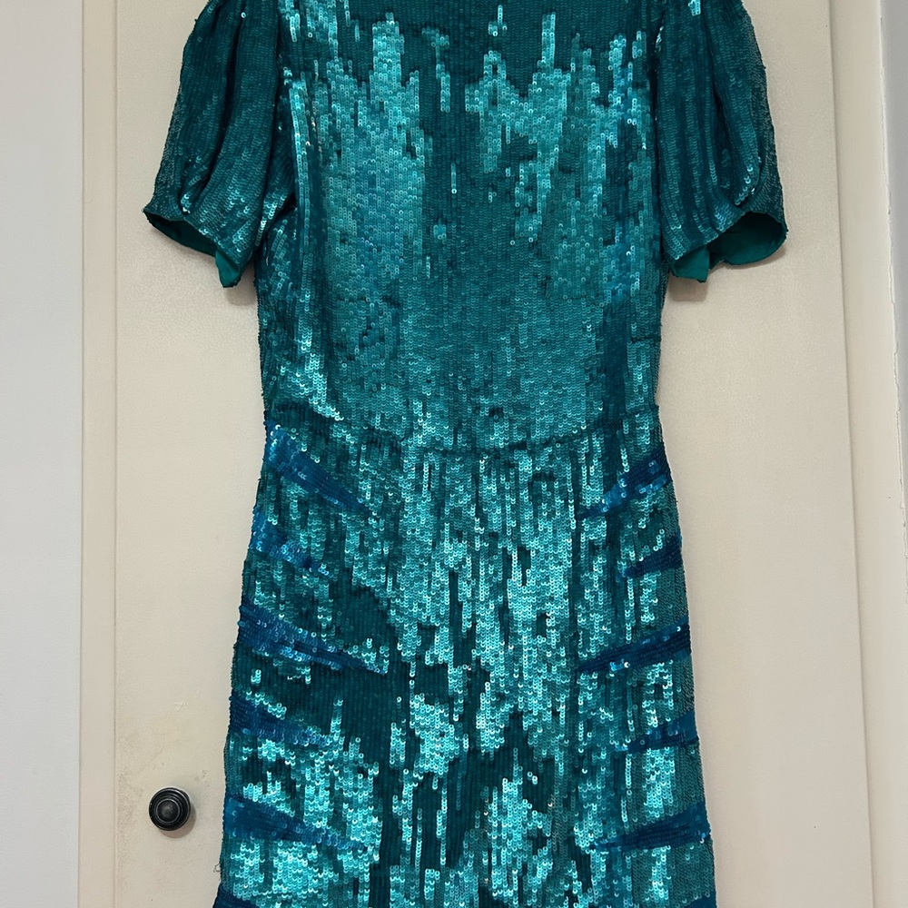 REVOLVE Teal Sequin Dress - Picture 3 of 6
